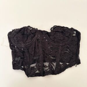 Kendall & Kylie Black Lace Cropped Bustier